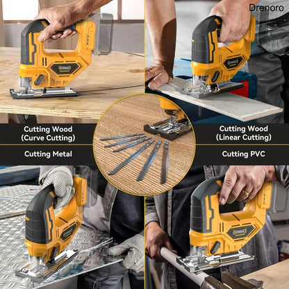 Cordless Brushless Jigsaw – 2900RPM, 0–45° Bevel, 3 Orbital Modes, Compatible with 20V Battery (Tool Only)