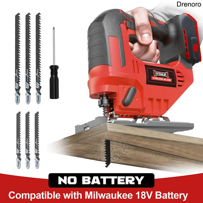 Cordless Brushless Jigsaw – 2900RPM, 0–45° Bevel, 3 Orbital Modes, Compatible with 20V Battery (Tool Only)